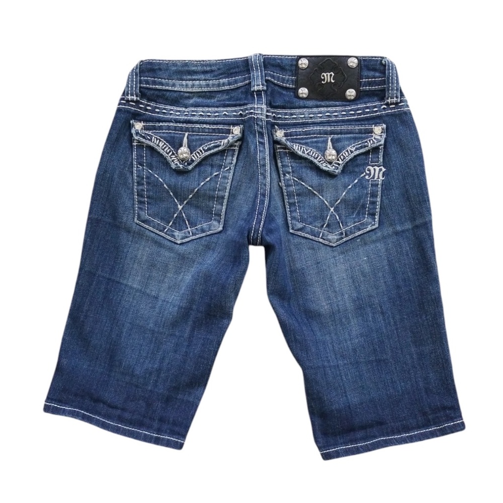 Miss Me Jeans Distressed Rhinestone Bermuda Jean‎ Shorts Size 27